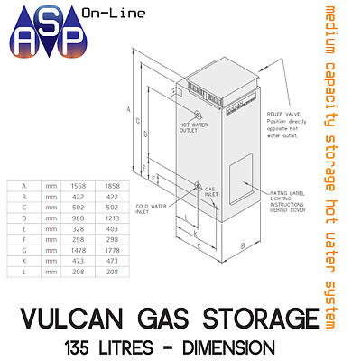 VULCAN 135L HOT WATER SYSTEM GAS STORAGE NATURAL GAS BY RHEEM - Main Image