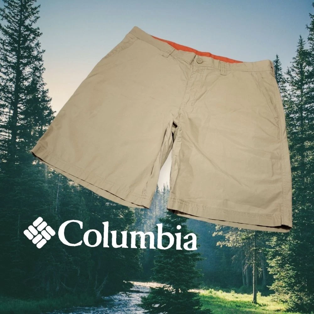 Columbia Shorts Mens Casual Cotton Hiking Outdoor Utility Tan Khaki 38Wx9.5L