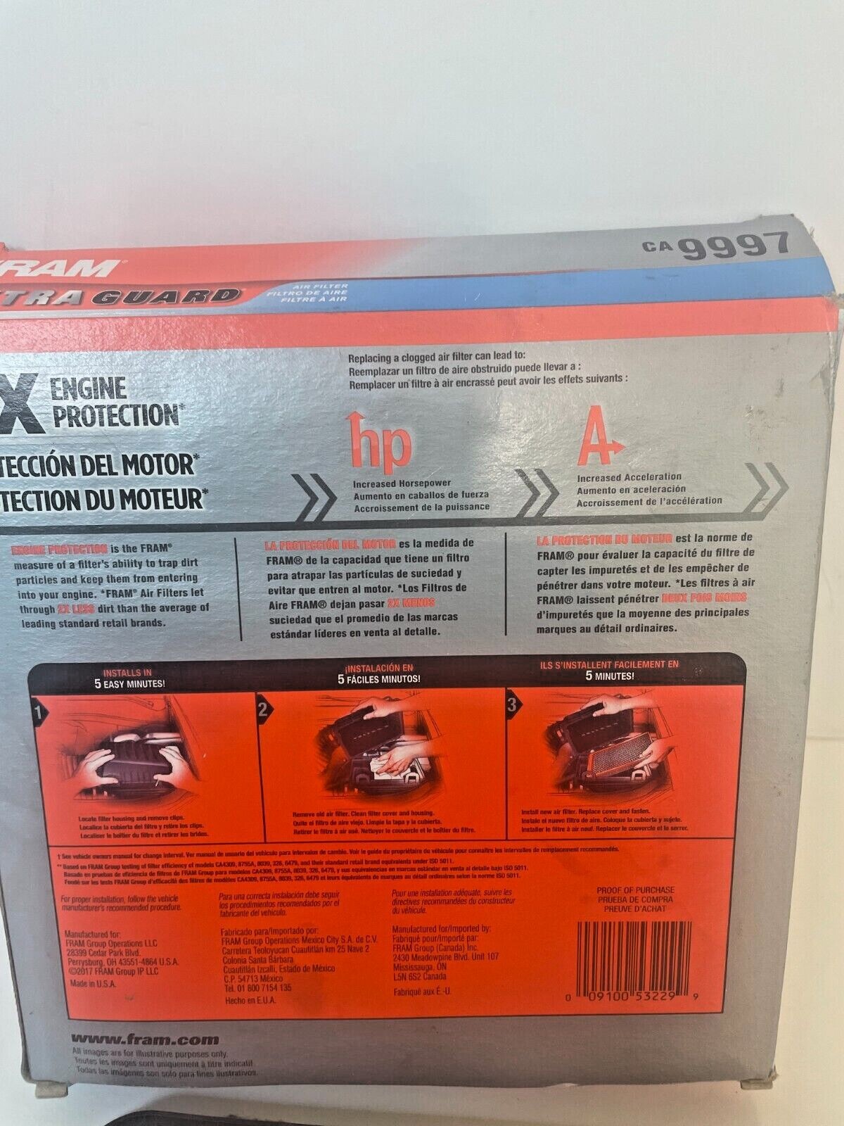Air FilterExtra Guard Fram CA9997 2X Engine Protection eBay