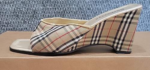 Burberrys Plaid Sandal Wedge Slides