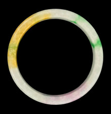 Certified Natural Grade A Ice Burmese Yellow Purple Jade Jadeite Bracelet 60mm