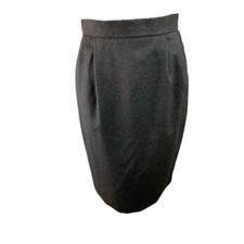 6 Casual Corner 100 Pure Wool Pleated Lined Back Zipper Button Skirt Grey Vinta