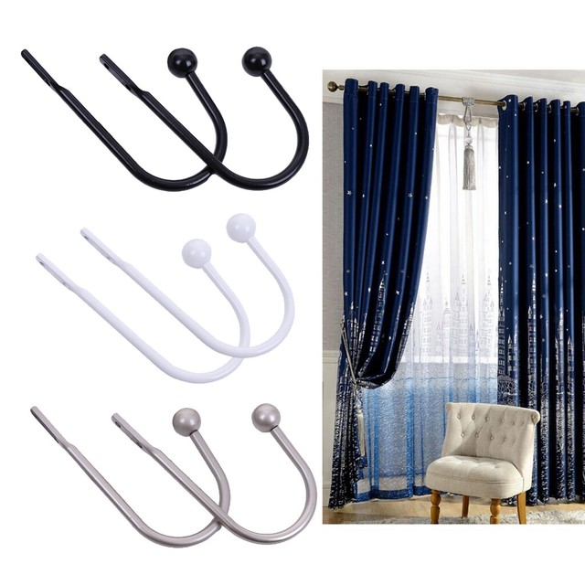 Pair Curtain Holdback Wall Mounted Metal Curtain Tie Back Hook Drapery