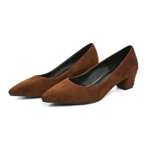 Women's Low Heel Dress Pointy Toe Slip on Pumps Shoes Plus Size Office Lady - Bild 18 von 32