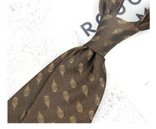 New Classic Polka Dot Brown JACQUARD WOVEN 100 Silk Men's Necktie Tie