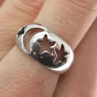 925 Sterling Silver Vintage Crescent Moon & Star Oxidized Ring Size 6.5