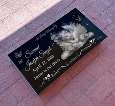 12x24x0.45 inch Human Headstone, Tombstone, Grave Marker, Diamond Engraved