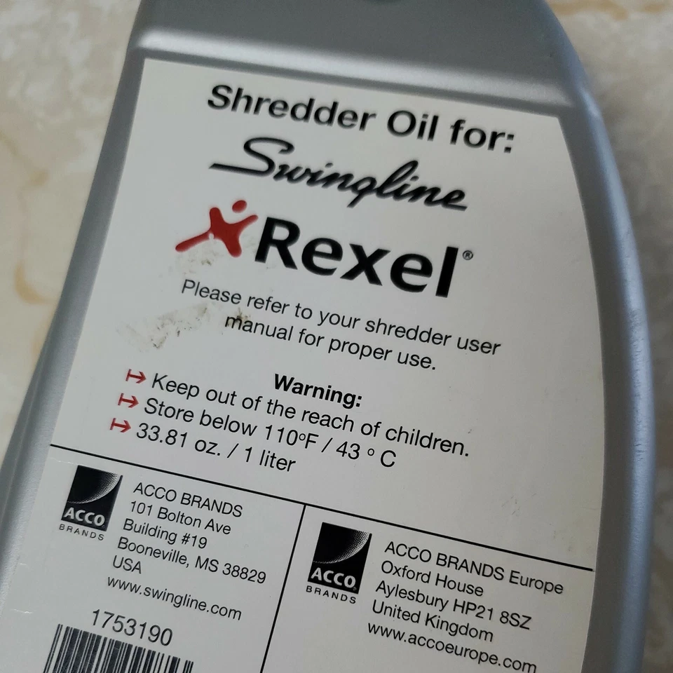 Aceite trituradora para Swingline Revel Acco Brands 33,81 oz sellado Foto 2 de 4