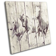 Horse Painting Vintage Animals SINGLE CANVAS WALL ART Picture Print