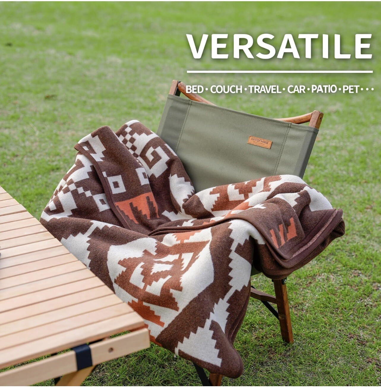 Merino Wool Camp Blanket Warm Thick Washable Large Throw Great