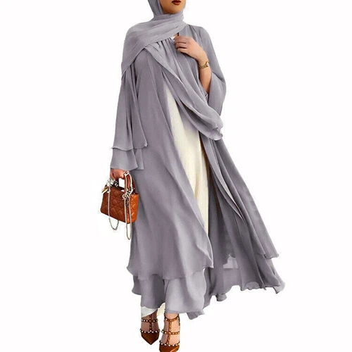 Muslim Style Womens Long Open Cardigan Maxi Chiffon Dress Kimono Abaya Kaftan! - Picture 22 of 37