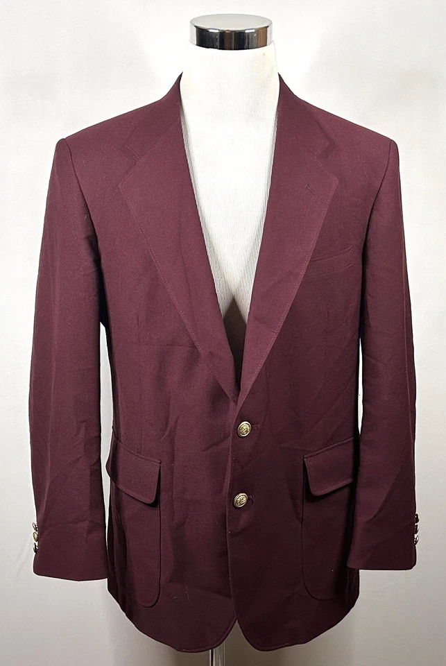 David Taylor 42R Blazer Wool Blend Red Gold Two Button Lined Vented - Image 2 of 4