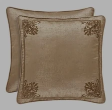 1 J. Queen NY European Pillow Sham Gold 26x26 Embroidered Euro