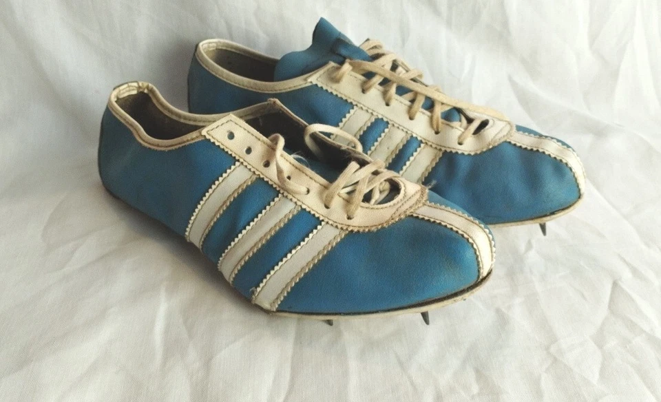 Adidas Avanti Vintage Blue White Leather Sprint Spikes Shoes women sz US 7.5/8 - Photo 1/4