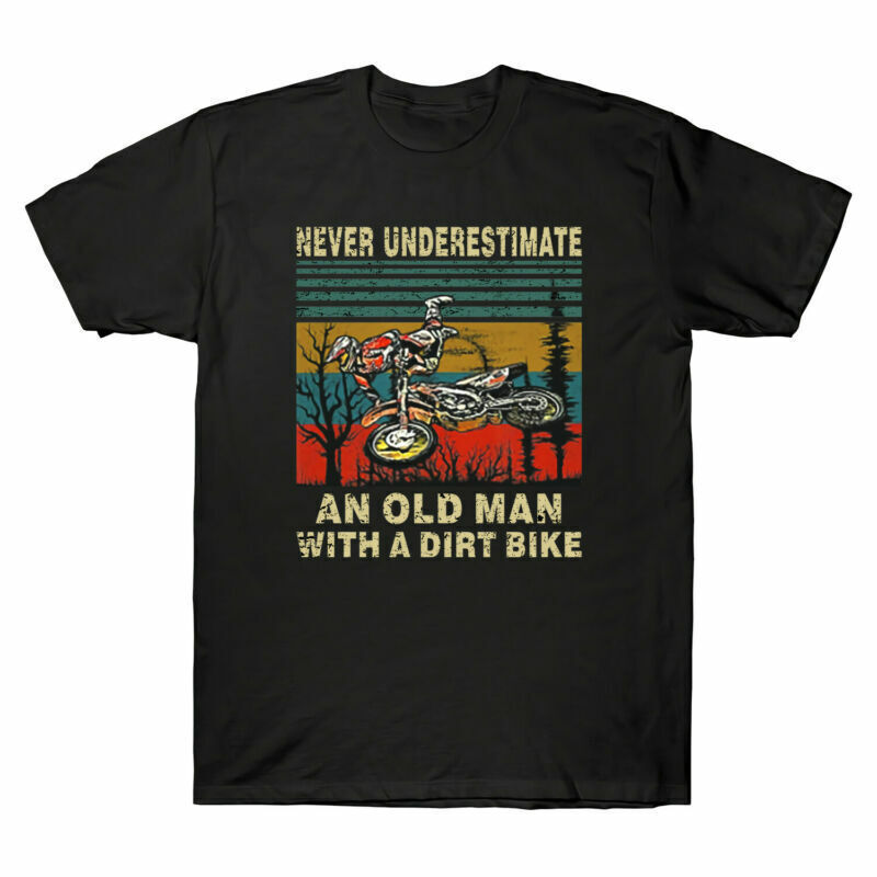 Never Underestimate An Old Man With A Dirt Bike Funny Tee Men's Vintage T-Shirt