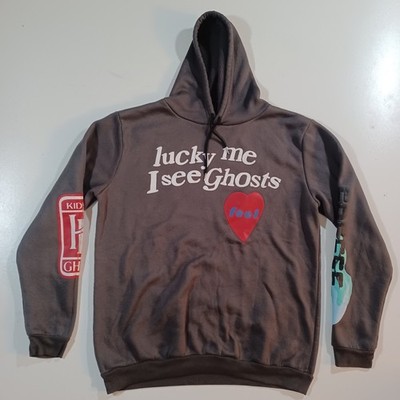 Lucky Me I See Ghosts Camp Flog Gnaw Hoodie Sweatshirt Kid Cudi Kanye Sz L/XL