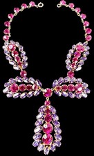 GERMANY Kaufbeuren Fuchsia Pink & Purple Rhinestone Vintage Necklace