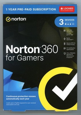 NORTON 360 FOR GAMER INTERNET SECURITY 2026 (3 DEVICE/1 YEAR) *NEW in RETAIL BOX