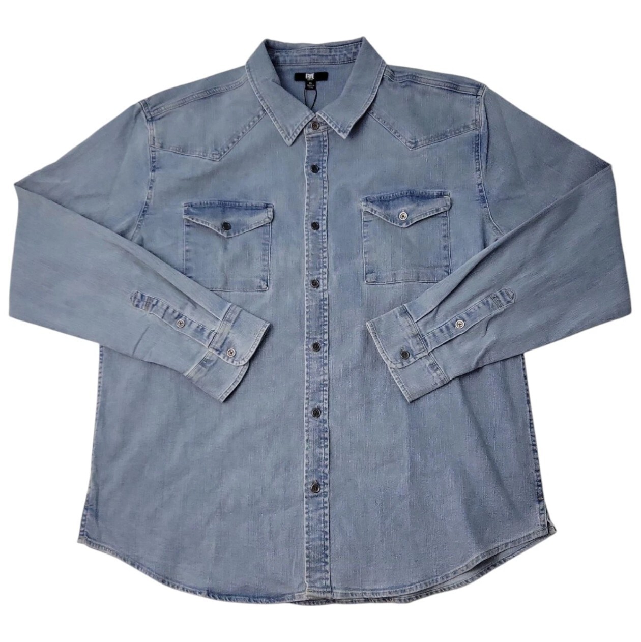 Frye, Frye Men's Western Vintage Denim Button-Down Shirt (Light Wash, L)