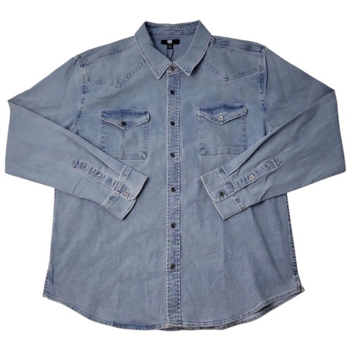 Frye, Frye Men's Western Vintage Denim Button-Down Shirt (Light Wash, L)