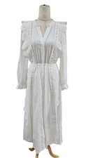 Maje White Lace Button Long Sleeve Dress