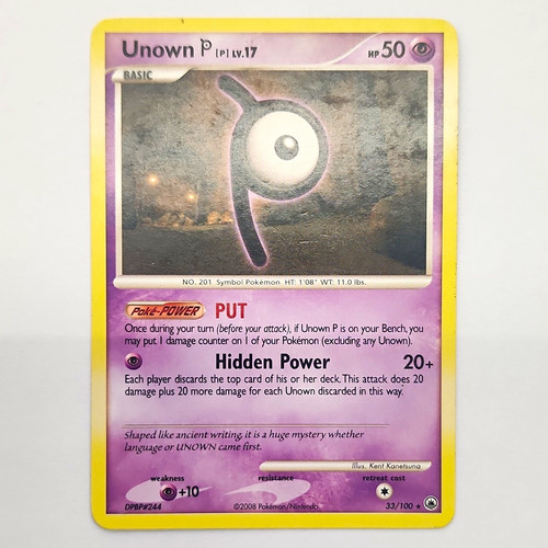 Pokemon TCG Unown P 33/100 Legends Awakened English Regular Rare HP50 2008 MP+