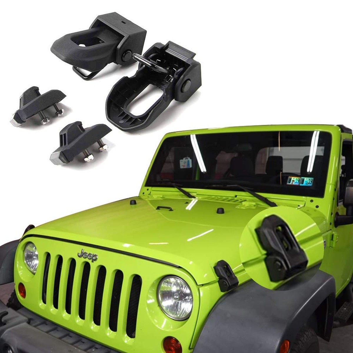 パーツ YKK jeep jk Jeep Hood Latch For 2007-2018 Jeep Wrangler Jk JL Black Stainless