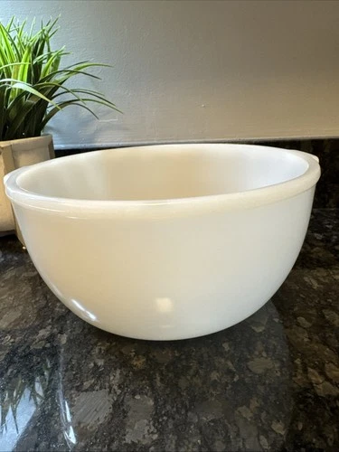 Vintage Glasbake Mixmaster Sunbeam 19CJ Large White Milk Glass Mixer Mixing Bowl