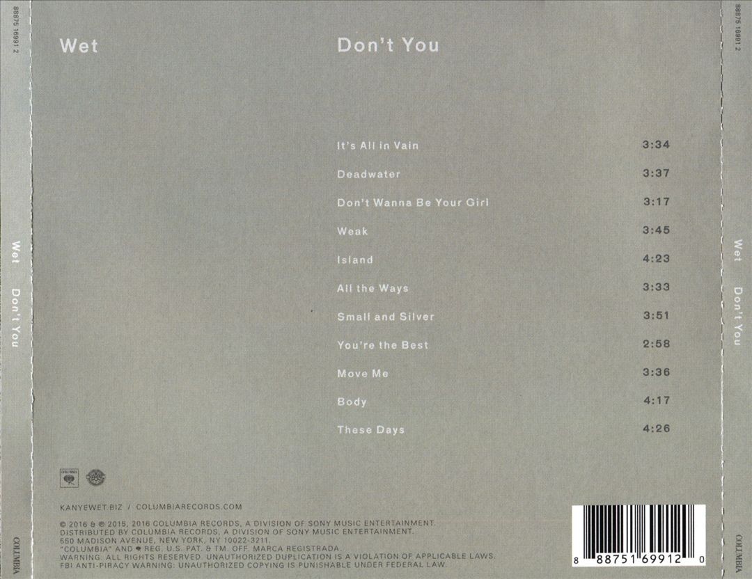 Wet Don't You New Cd