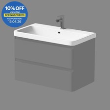 Bathroom 800mm Wash Basin Sink White Gloss Modern Curved Resin 1 Tap Hole