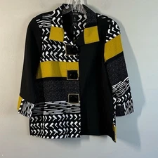 Ali Miles Lightweight Abstract Button Front Jacket Size Petite Small Artsy Boho