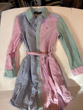 Ralph Lauren Polo seersucker girls size 6 Dress striped pastel long sleeve