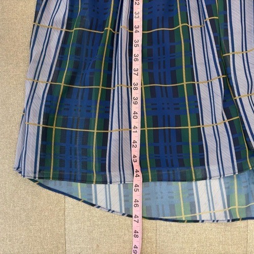 Gretchen Scott || Peasant Dress Midi Campbell Plaid Green Blue XS - Photo 8/8
