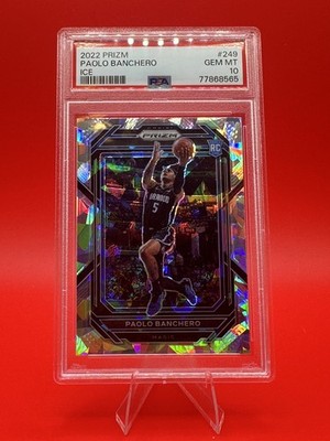 2022 Panini Prizm Cracked Ice #249 Paolo Banchero Rookie RC PSA 10