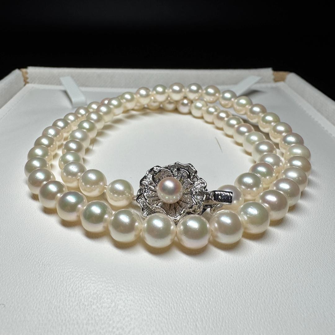 Akoya Pearl Necklace Silver White 6.5-6.8mm From Japan