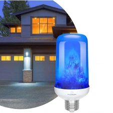 Hudson Blue LED Flame Bulb, 3W 4-Mode Flicker, E26/E27 Base