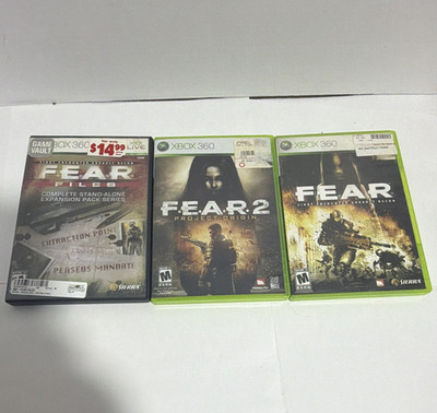 Xbox 360 F.E.A.R. Series Game Lot of 3 w/ Manuals: F.E.A.R. Files F.E.A.R. 2