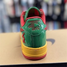 Nike Air Force 1 Concrete Boys Green Yellow Red Low Top Sneaker Lace Up