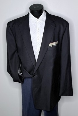 Harris & Howard Bespoke Tailors Black Blazer Jacket Sport Suit Coat Mens 48L