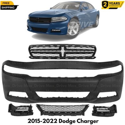 Front Bumper Cover Paintable & Grille Assembly Kit For 2015-2022 Dodge Charger