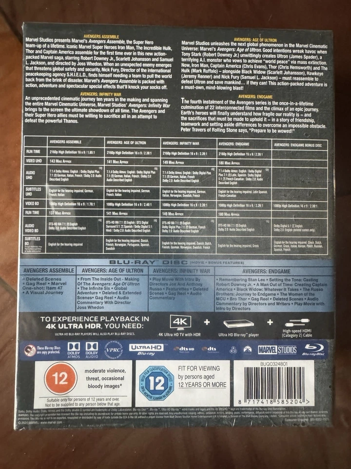 The Avengers Assembled:4-movie Limited Edition Collection 4K UHD+Blu Ray All Reg - Image 2 of 4