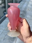 Small Steuben Deco Era Rosaline Pink And Alabaster White Glass Vase, 6”