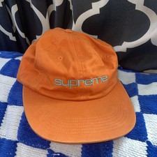 Rare Supreme Orange & Aqua Blue 6 Panel Hat Cap - Made In USA AUTHENTIC