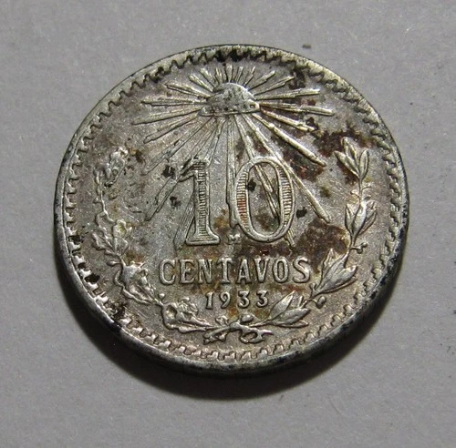 1933 Mexico 10 Centavos Silver — photo from the most recent tracked eBay sale
