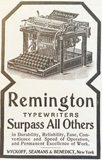 REMINGTON TYPEWRITERS Surpass All Others Model No.6 Vtg 1900 Office Art Print Ad thumbnail