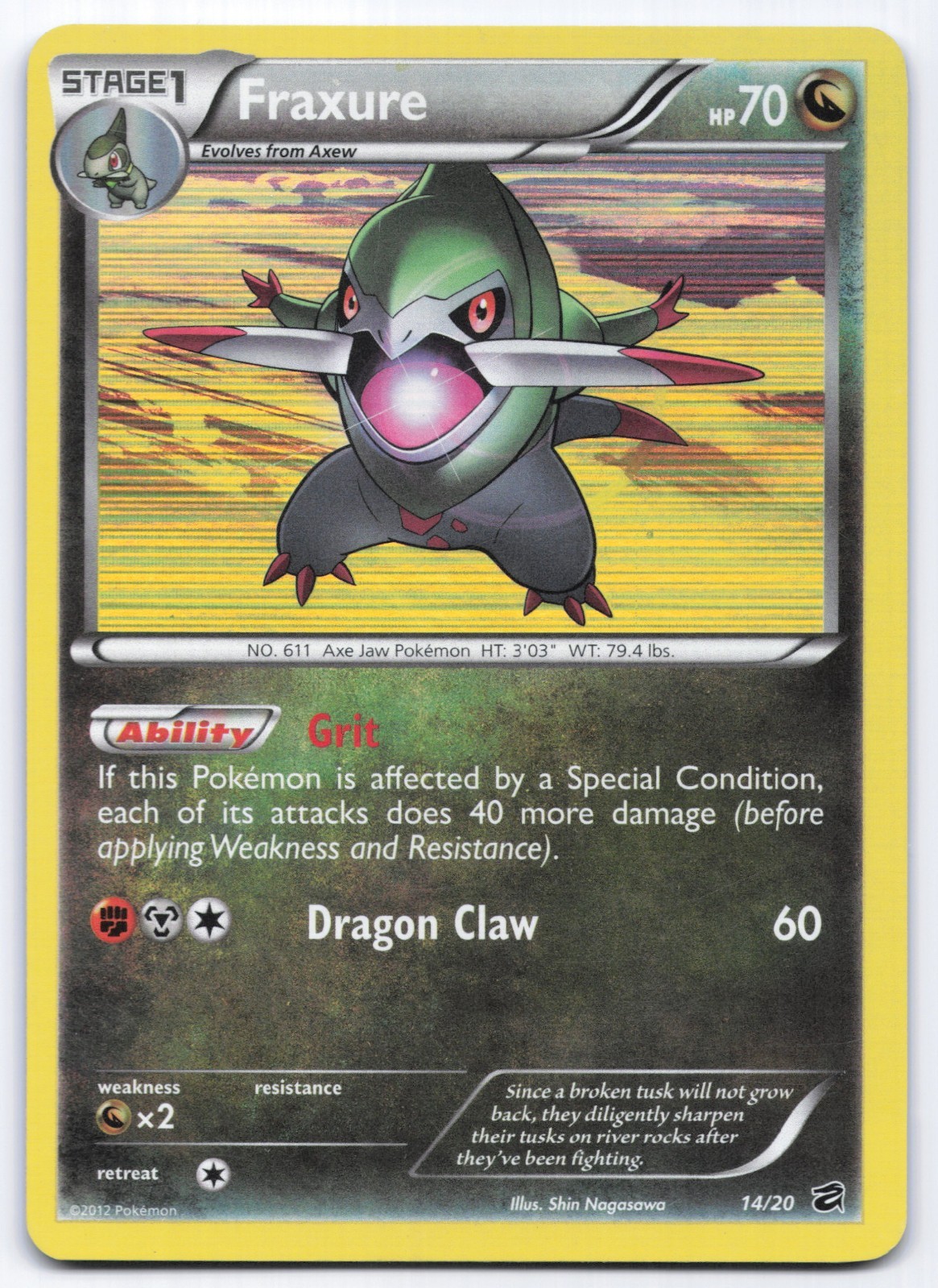 Fraxure 14/20 Dragon Vault Holo Promo 2012 Pokemon Card