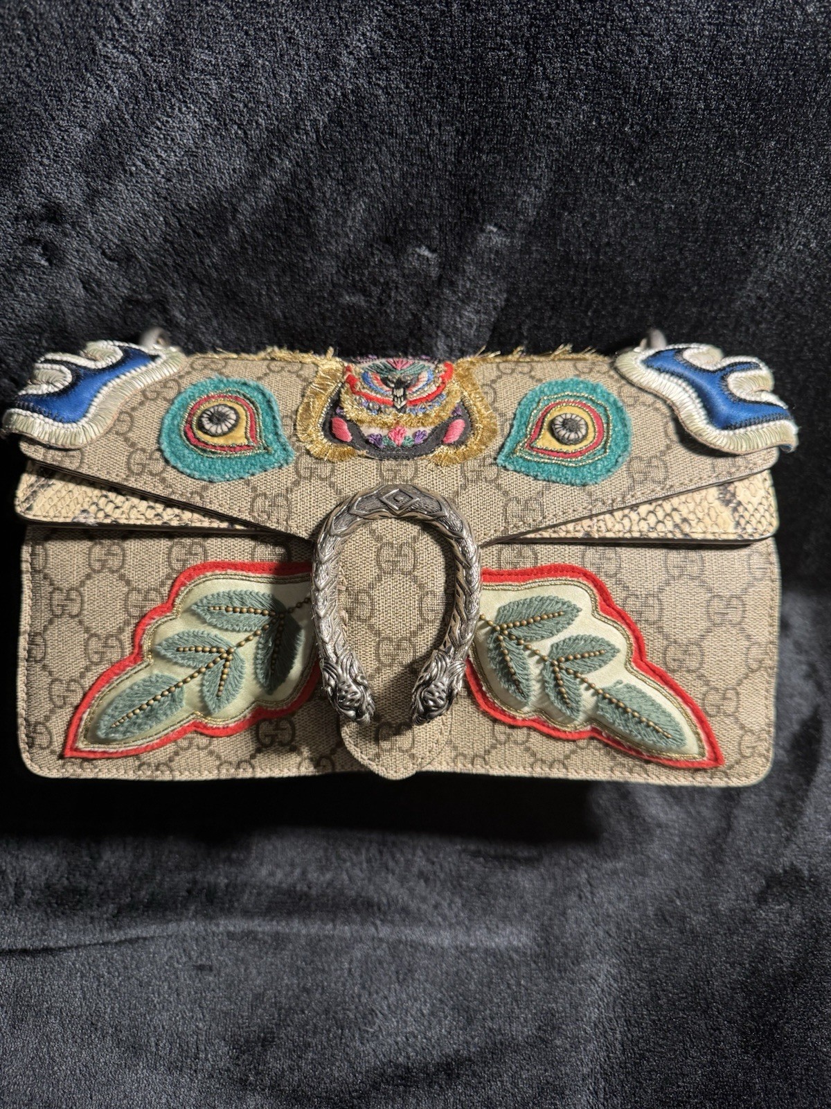 Gucci Dionysus Bag Embroidered GG CoatedCanvas with Python Small