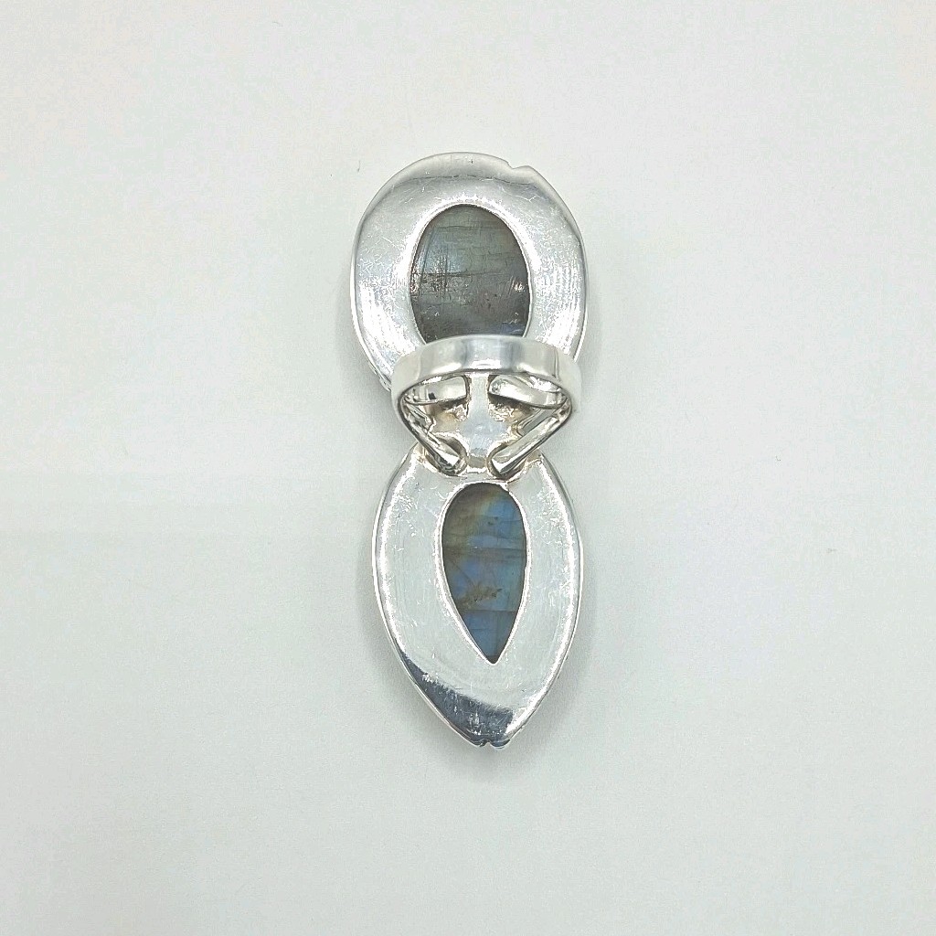 Large Double Labradorite Stone Solid 925 Sterling… - image 9