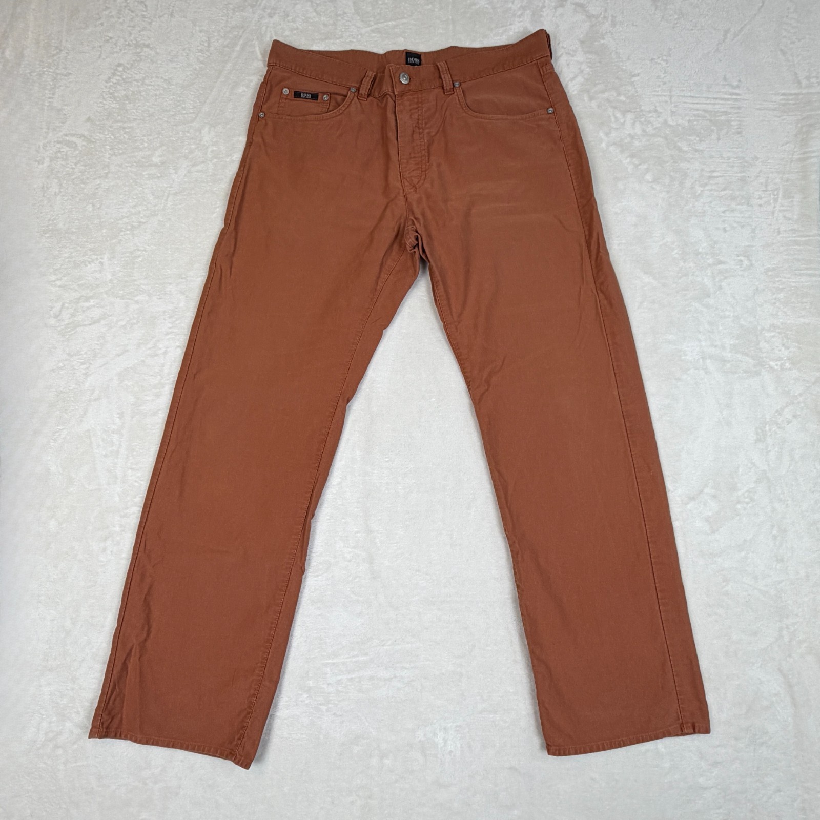 Hugo Boss Jeans Mens 36x30 Rust Orange Arkansas Straight Pockets Zip Mid Rise