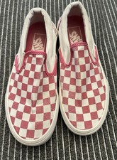 Vans Classic Slip-On Checkerboard Pink and White Sneakers, US Wmn 6